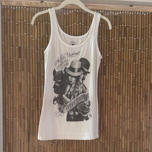 GreenSpans White Graphic T-Shirt Tank Top Chola Style Classic Sz Small